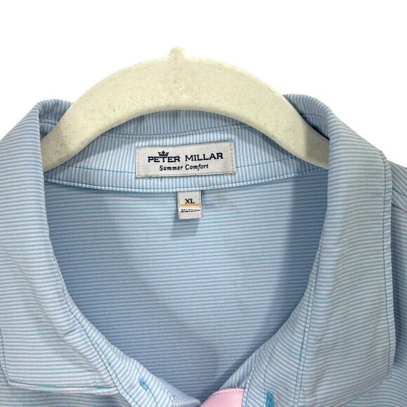 Peter Millar Jubilee Stripe Performance Polo shirt top Size XL blue - Picture 4 of 6
